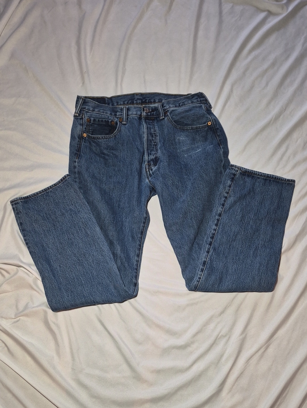 Levi's 501's Straight Leg Blue Denim Jeans With Button Fly 33x32
